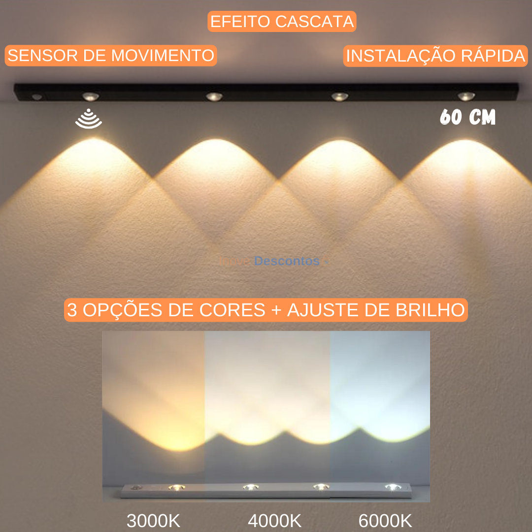 BrightSense™ Duo Light - Kit 2 Luminárias Recarregável com sensor de movimento (COMPRE 1 LEVE 2)