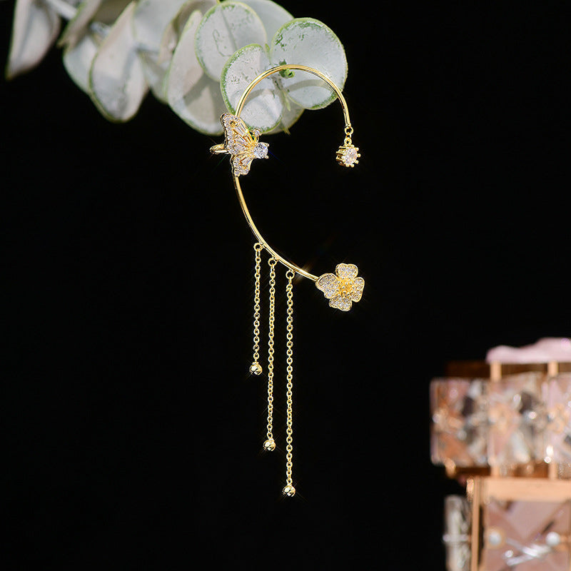 Elegant Butterfly Flower Earrings™ - Brincos de flores de borboleta com borlas